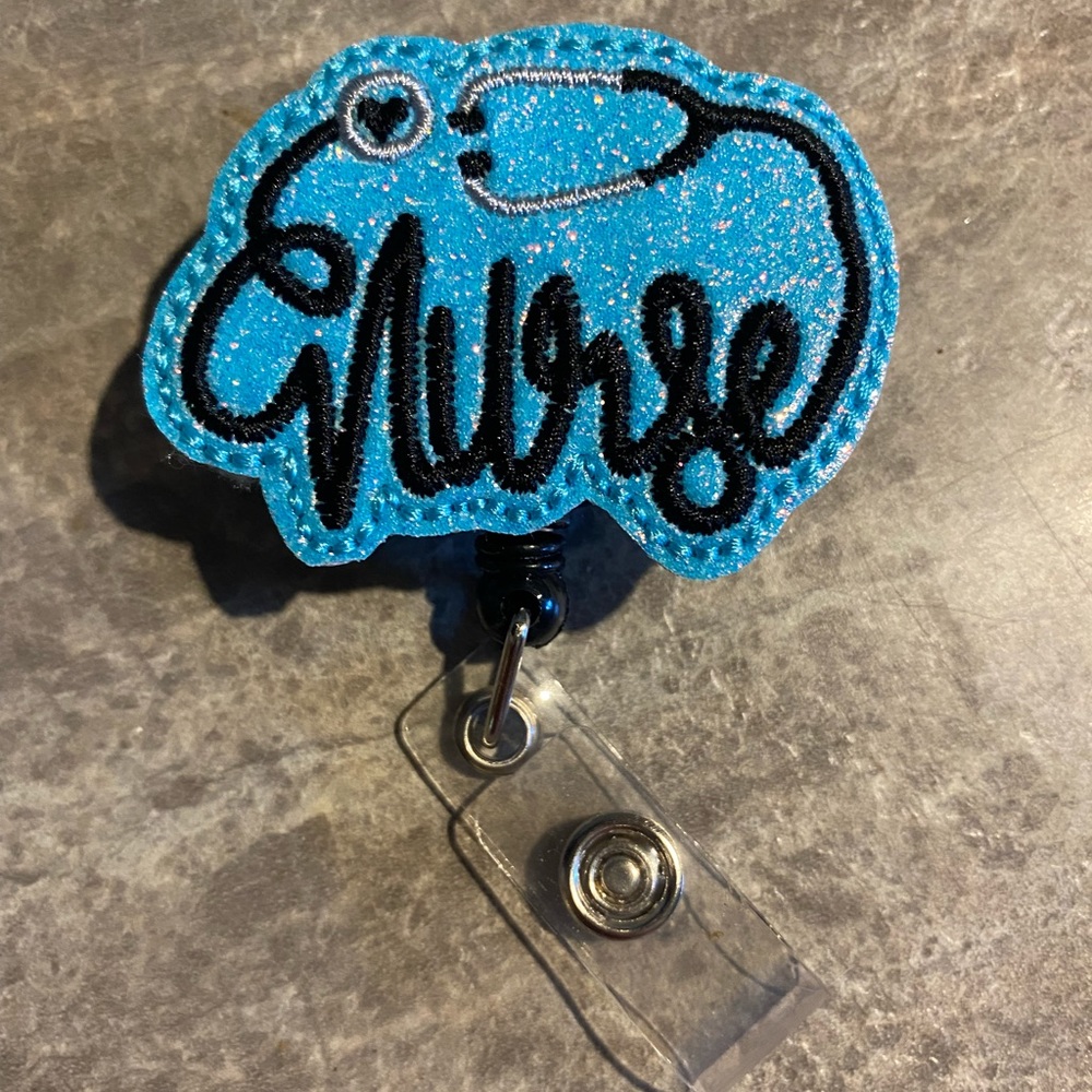 Sparkly Blue Nurse Badge Reel